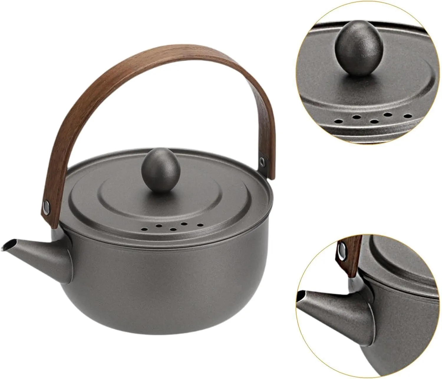 Mini Camping Water Kettle Teakettle Teapot Kitchen Stainless Steel Water Boiler Tea Pot for Camp Backpacking Travel Campfire, Gray