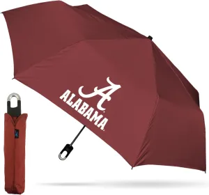 Mini Compact Storm Umbrella - NCAA Logo 42” Coverage, Folds to 11 Inches- Swivel Clip on Handle - Water, Wind & Rust Resistant, and Flexible Frame