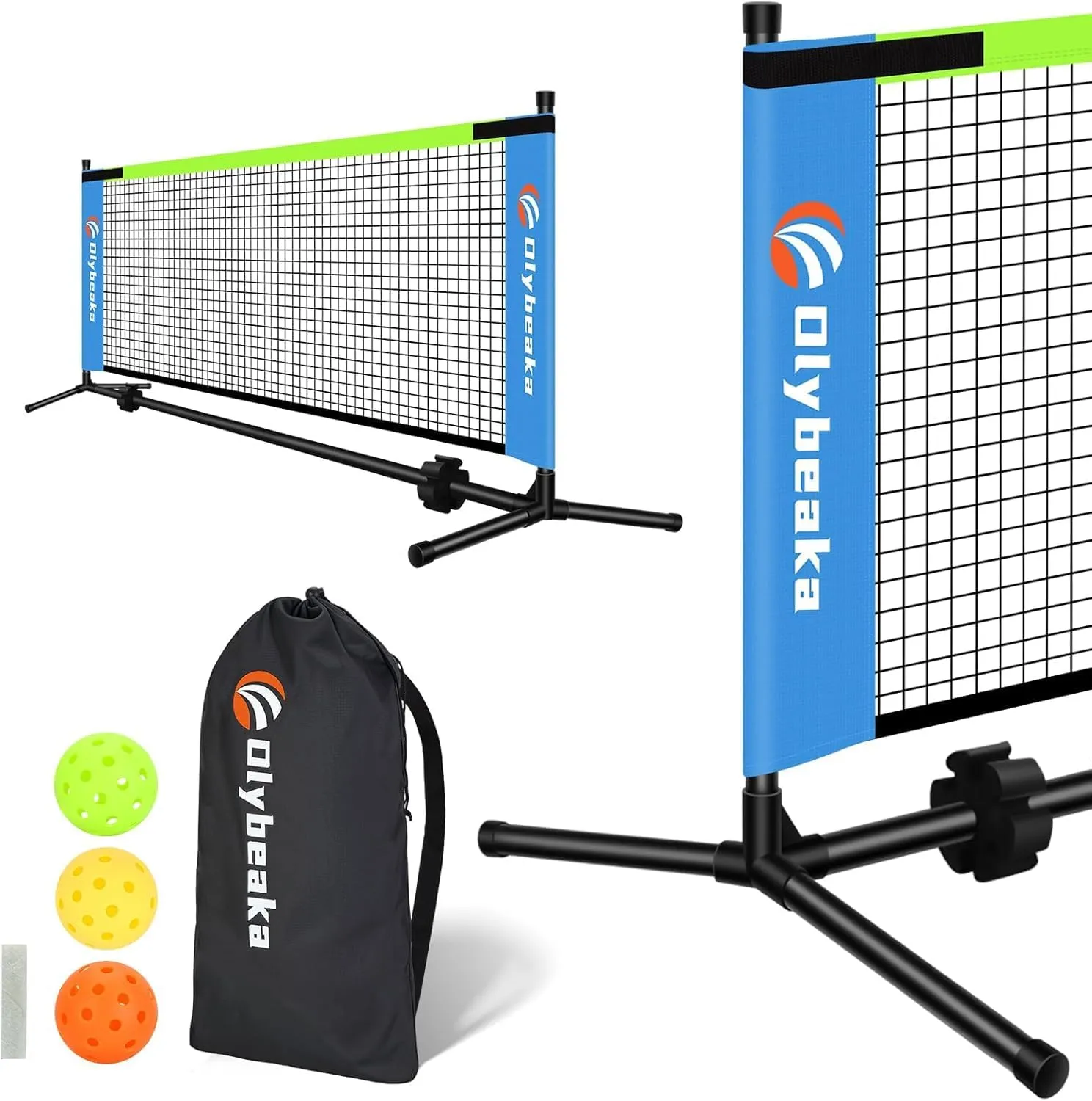 Mini Pickleball Net for Beginners, 10FT / 12.5 FT Half Court Size Portable Pickleball Net for Driveway Backyard Outdoor Indoor with 3 Pickleballs Carry Bag, Chalk