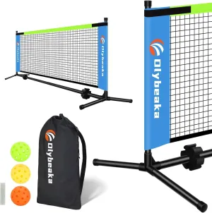 Mini Pickleball Net for Beginners, 10FT / 12.5 FT Half Court Size Portable Pickleball Net for Driveway Backyard Outdoor Indoor with 3 Pickleballs Carry Bag, Chalk