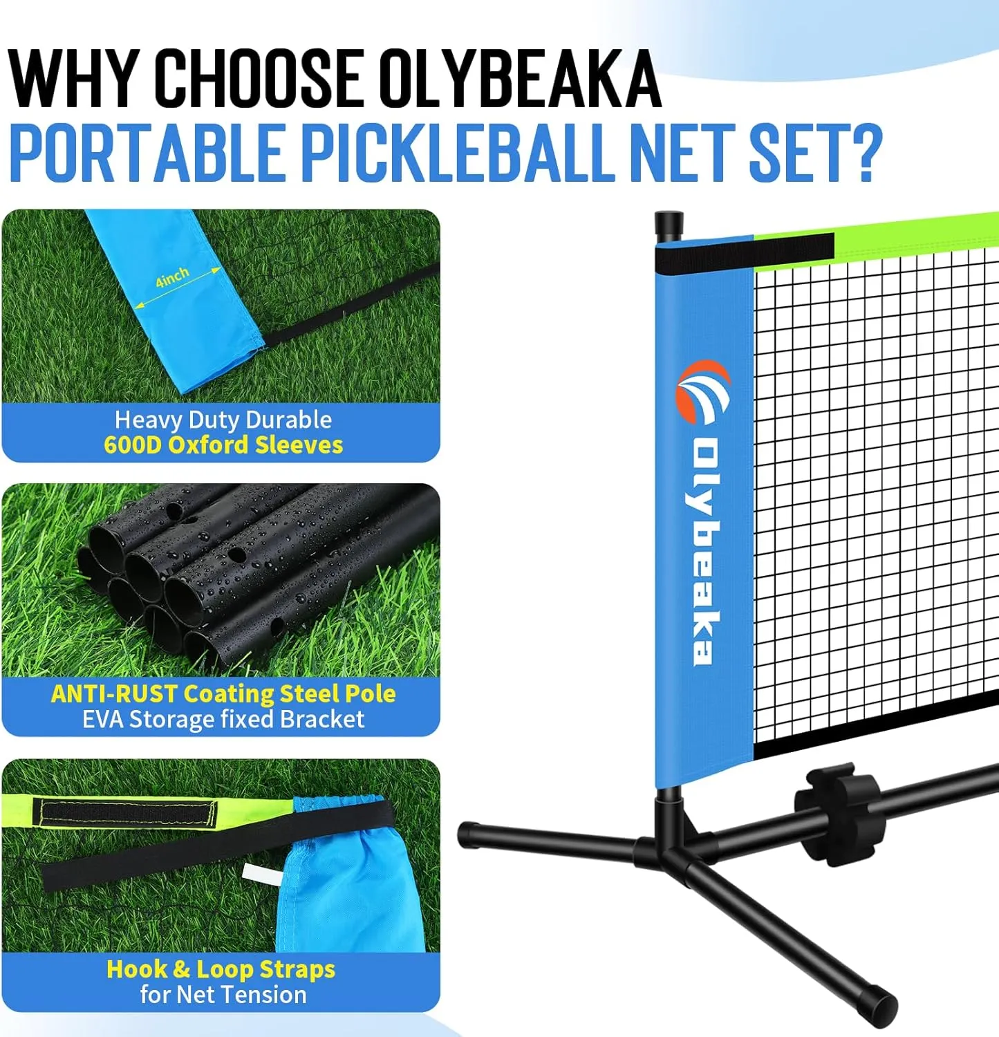 Mini Pickleball Net for Beginners Pros, 5FT / 10FT / 12.5 FT Half Court Size Portable Pickleball Net for Driveway Backyard Outdoor Indoor with 3 Pickleballs Carry Bag, Chalk