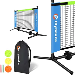 Mini Pickleball Net for Beginners Pros, 5FT / 10FT / 12.5 FT Half Court Size Portable Pickleball Net for Driveway Backyard Outdoor Indoor with 3 Pickleballs Carry Bag, Chalk