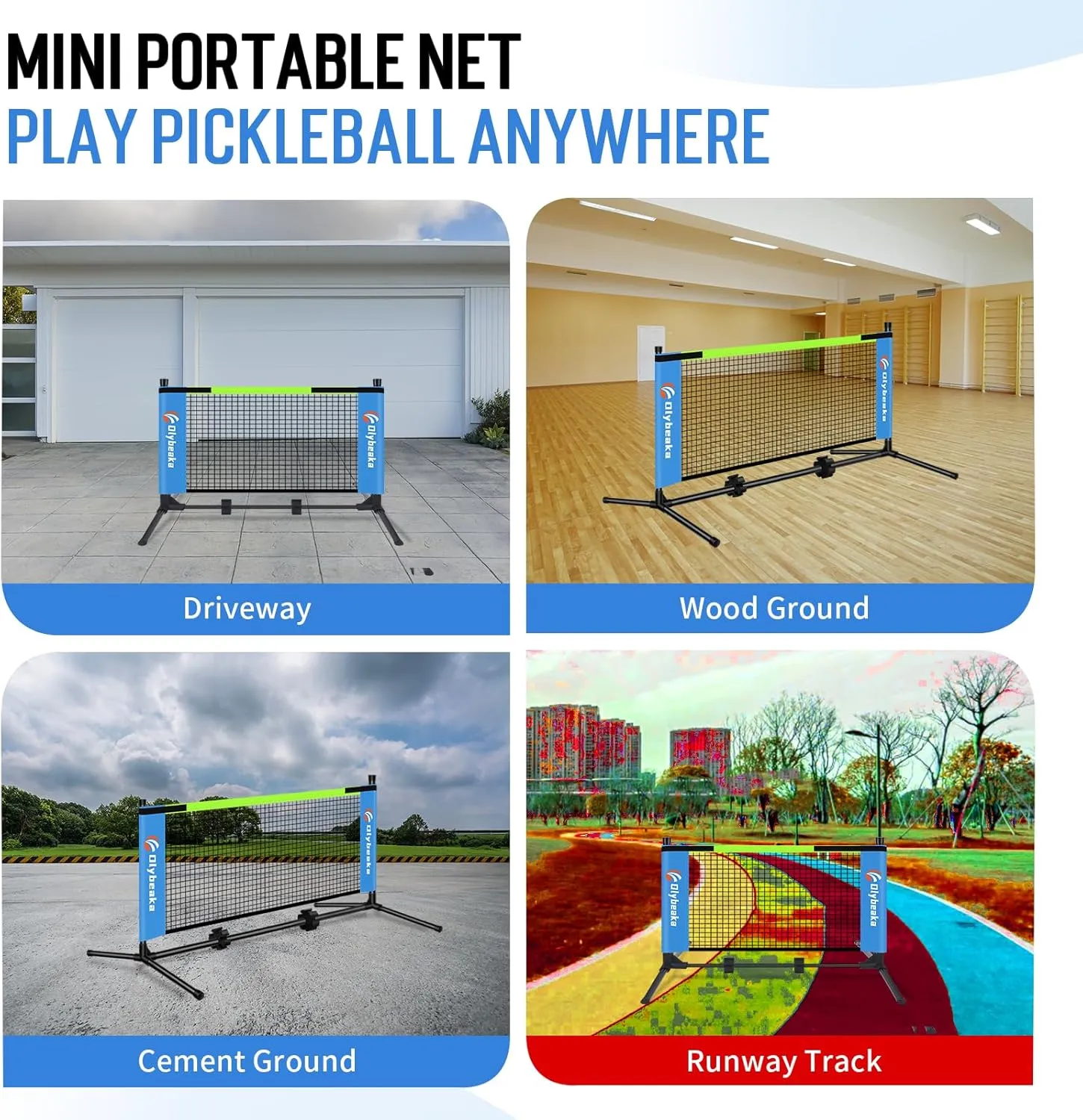Mini Pickleball Net for Beginners Pros, 5FT / 10FT / 12.5 FT Half Court Size Portable Pickleball Net for Driveway Backyard Outdoor Indoor with 3 Pickleballs Carry Bag, Chalk