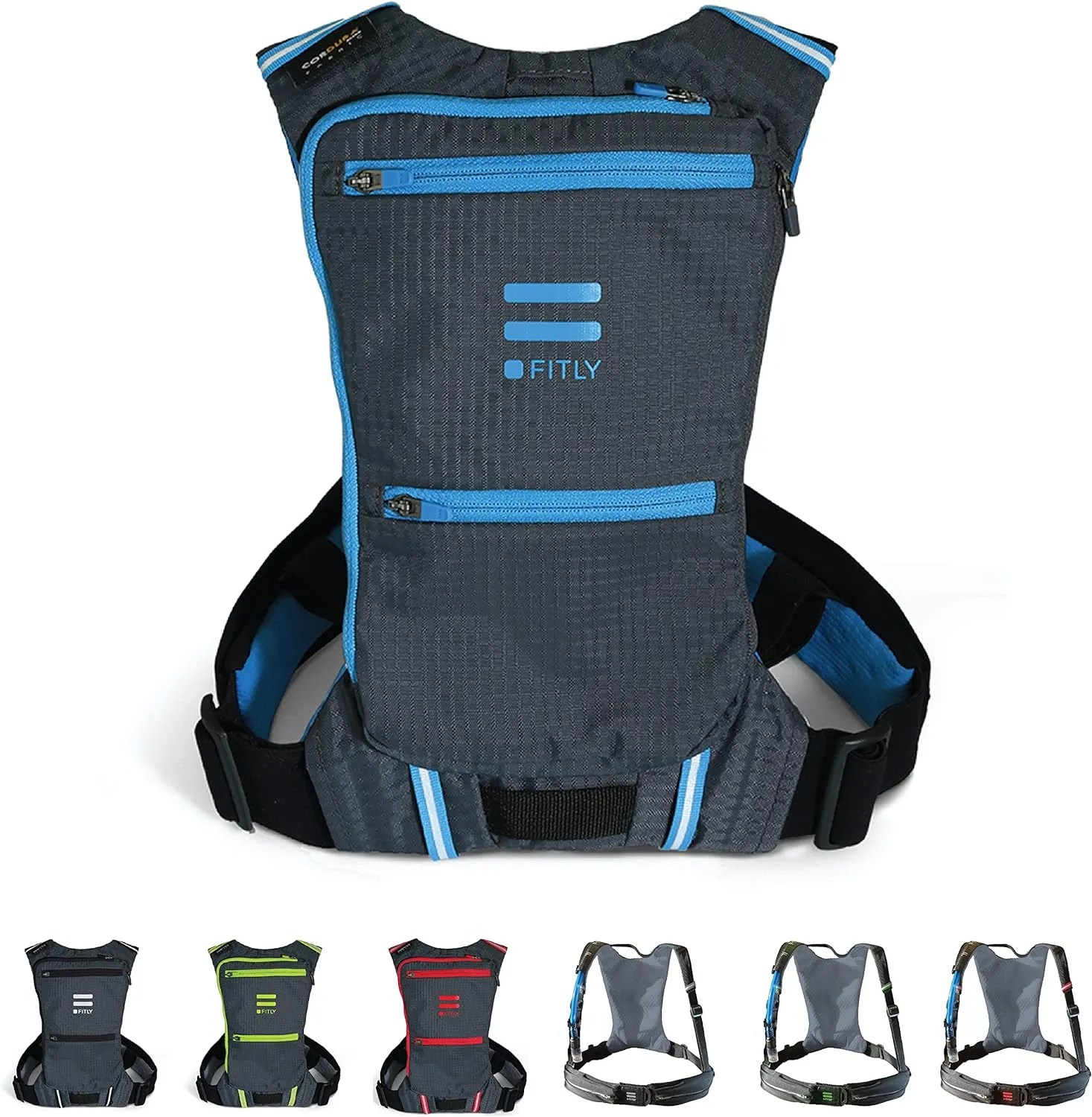 Minimalist Running Pack - Running Backpack Phone Holder, Storage, Thoracic Belt - Carry Personal Items - Running Gear for Men & Women - Lightweight Running Water Backpack (Emerald Blue, XS-S)