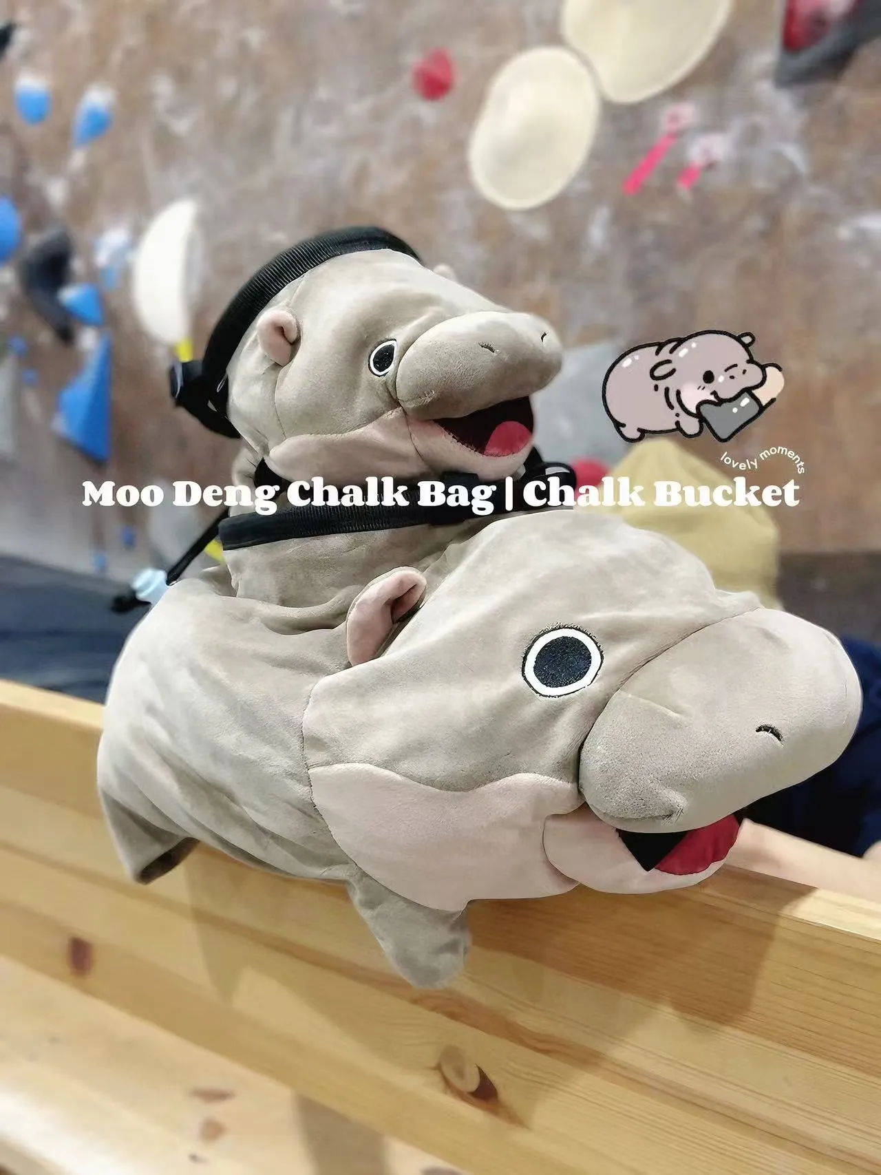Moo Deng Pygmy Hippo Chalk Bucket/Bouldering Bag