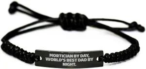 Mortician Rope Bracelet Funny Quote Gifts from Mortician By Day, World's Best Dad By Night. to Mortician Men on Father's Day