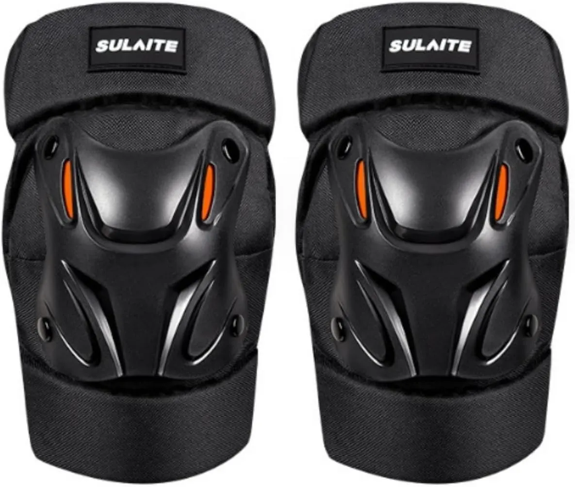 Motorcycle Knee Pads, Protective Knee Elbow Guards for Motorcycle Scooter Skateboard Cycling Riding Knee Arm Brace Gear, EVA Foam Adjustable Size with Hard Shell
