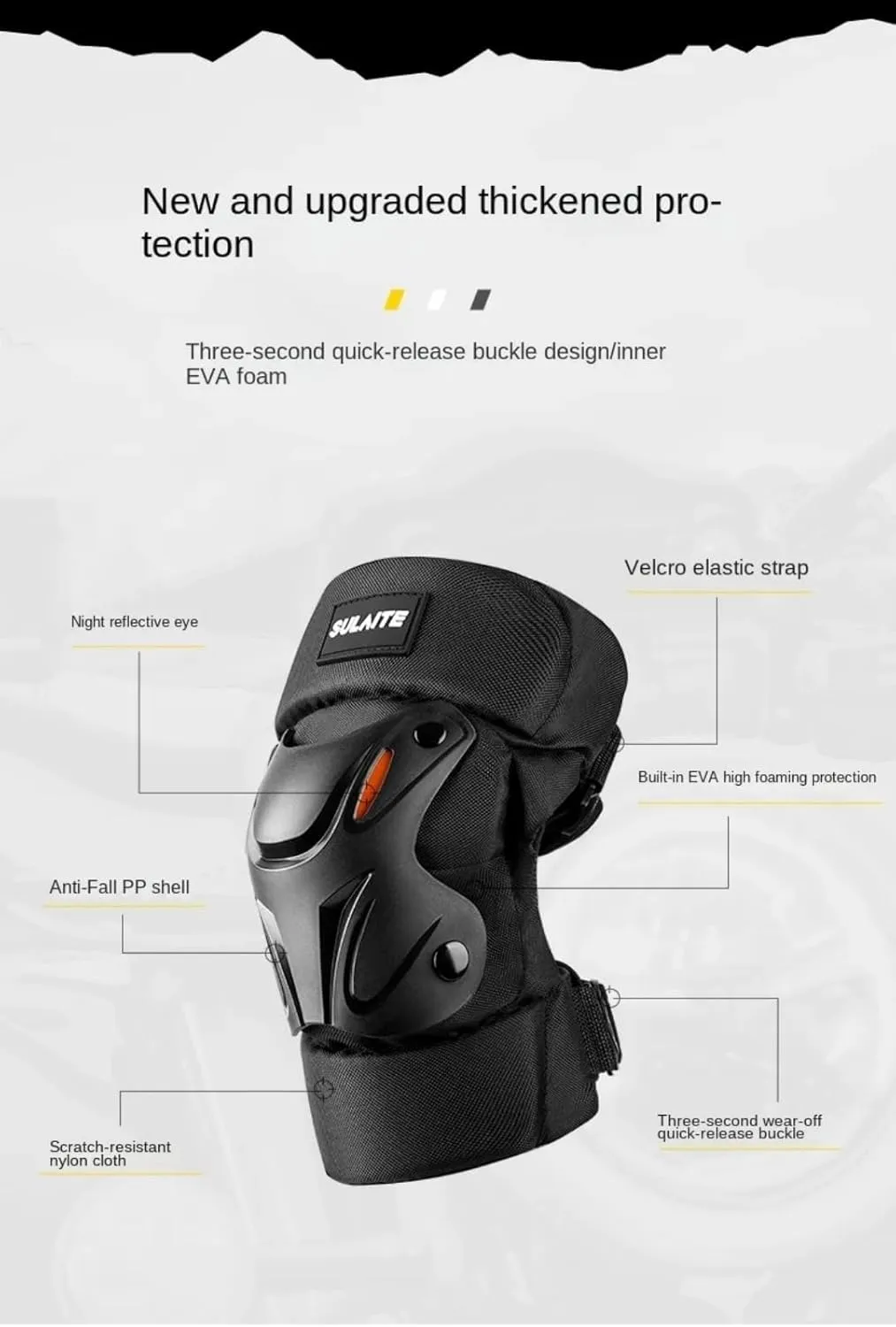 Motorcycle Knee Pads, Protective Knee Elbow Guards for Motorcycle Scooter Skateboard Cycling Riding Knee Arm Brace Gear, EVA Foam Adjustable Size with Hard Shell