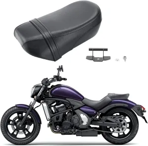 Motorcycle Rear Passenger Pillion Black Leather Seat Pad Fit for Kawasaki Vulcan S 650 VN650 2015-2022