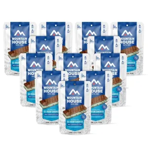 Mountain House Mint Chocolate Chip Ice Cream Sandwich Freeze Dried Backpacking & Camping Food 12-Pack
