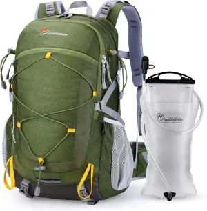 MOUNTAINTOP 40L Hiking Backpack with 3L Hydration Bladder for Men & Women Camping Climbing,Army Green