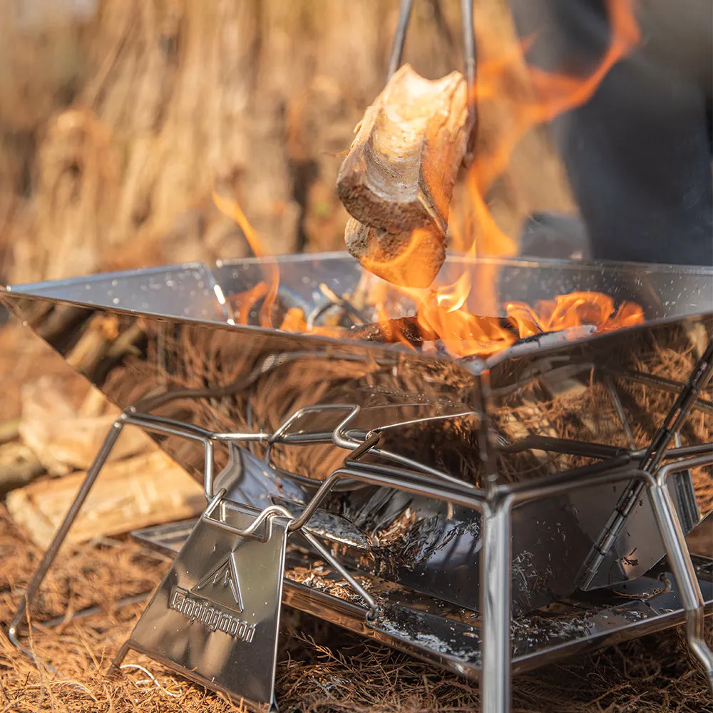MT-3 Portable Stainless Steel Fire Pit & BBQ Grill with Carrying Bag, Foldable