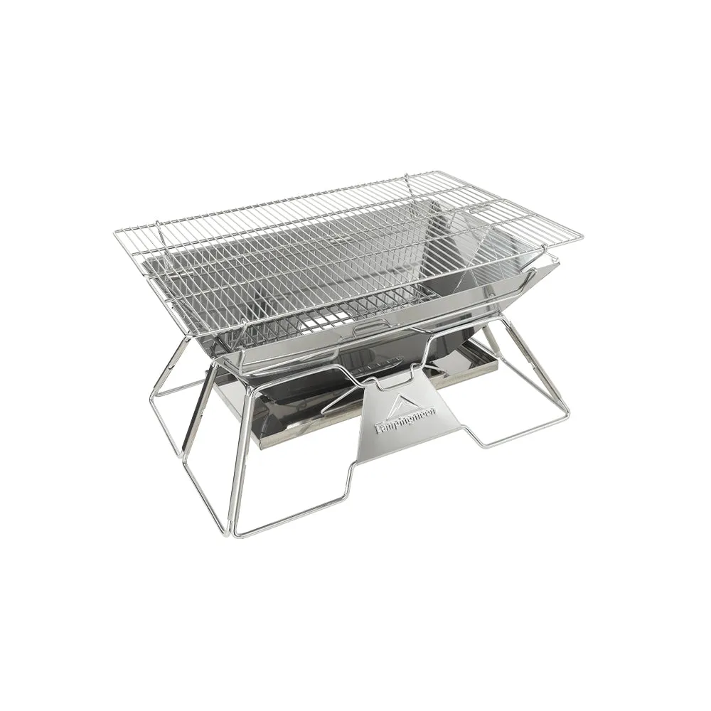 MT-3 Portable Stainless Steel Fire Pit & BBQ Grill with Carrying Bag, Foldable