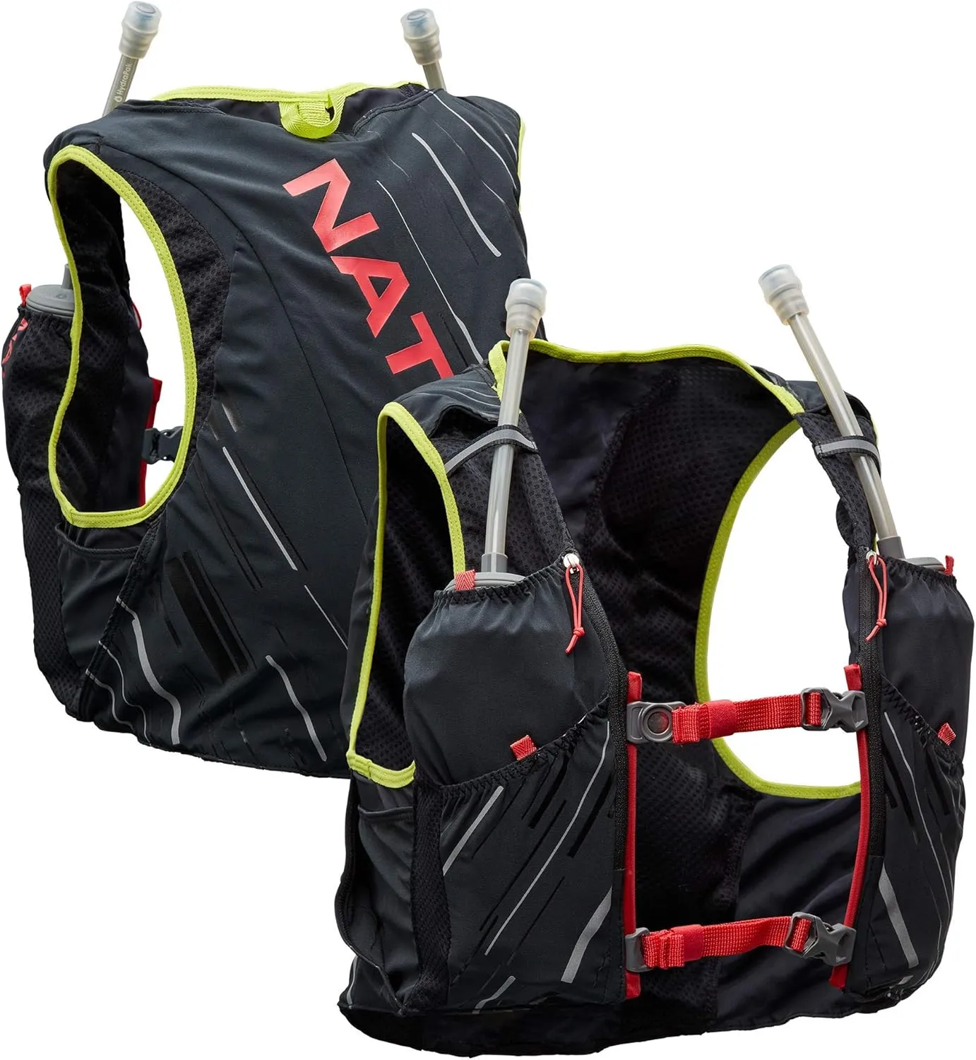 Nathan Pinnacle Race Vest 4L Running Vest with Water Bottle, with Two 20 oz Hydration Soft Flasks, Water-Resistant Pockets, Lightweight & Moisture Wicking