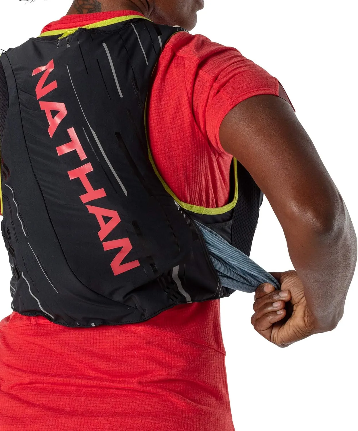 Nathan Pinnacle Race Vest 4L Running Vest with Water Bottle, with Two 20 oz Hydration Soft Flasks, Water-Resistant Pockets, Lightweight & Moisture Wicking