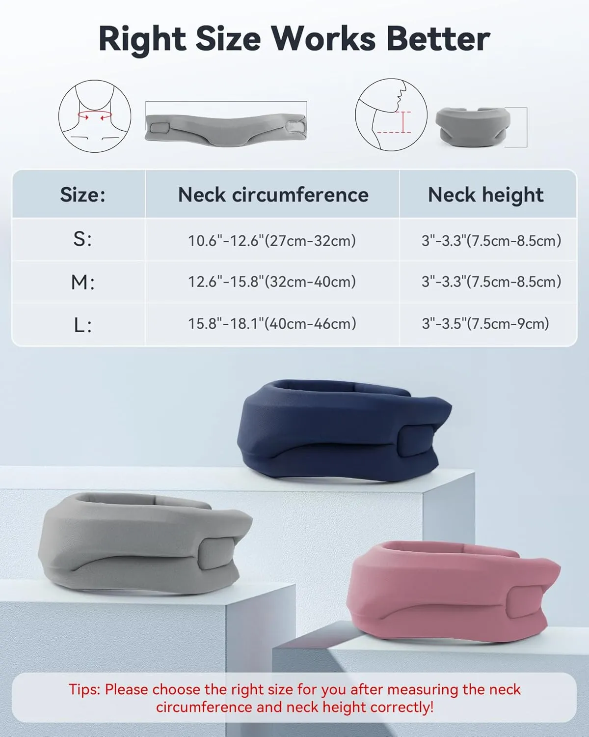 Neck Brace Cervical Collar - Neck Support Brace for Sleeping, Soft Foam Wraps Keep Vertebrae Stable and Aligned for Relief of Cervical Spine Pressure Gray Large(15.8-18.1 Inch)