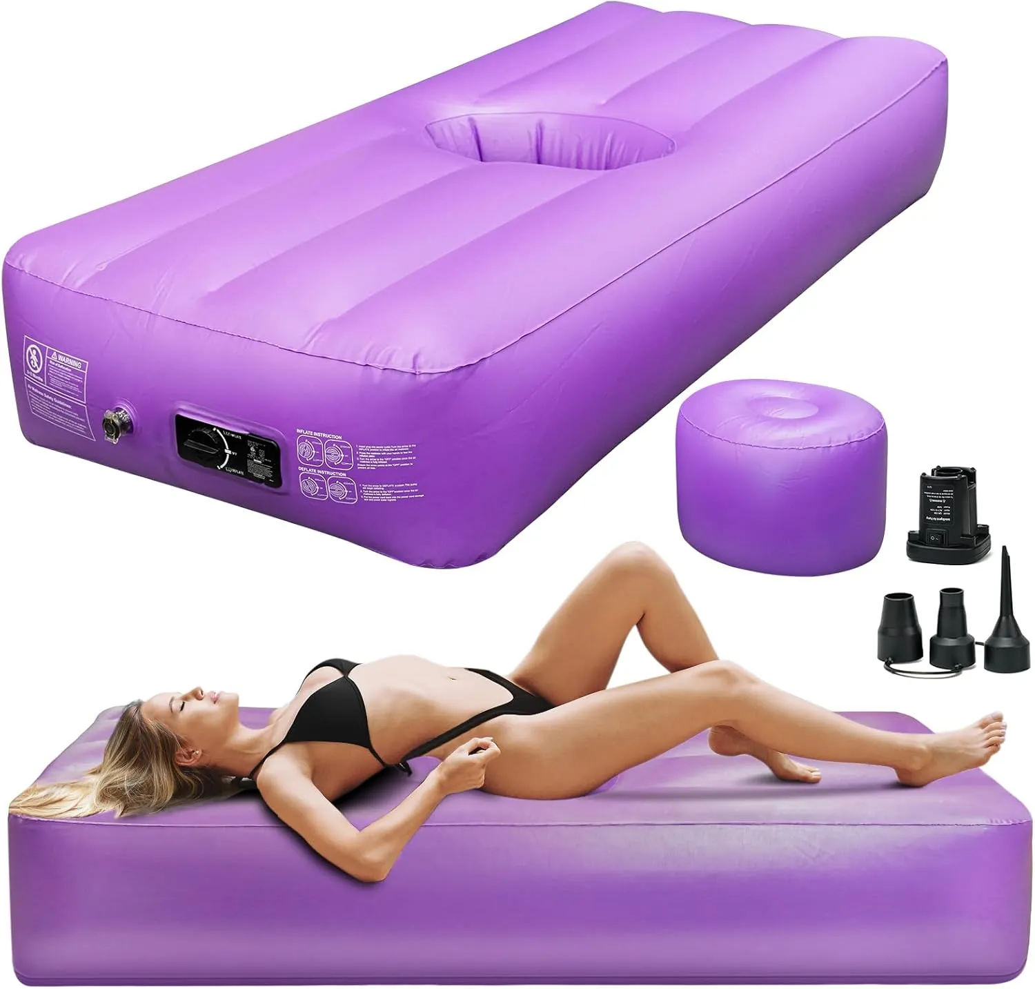 Newly Upgraded BBL Bed with Built-in Pump BBL Bed After Surgery for Sleeping Brazilian Butt Lift Recovery Pillow After Surgery Inflatable BBL Mattress with Hole for Post Surgery Recovery