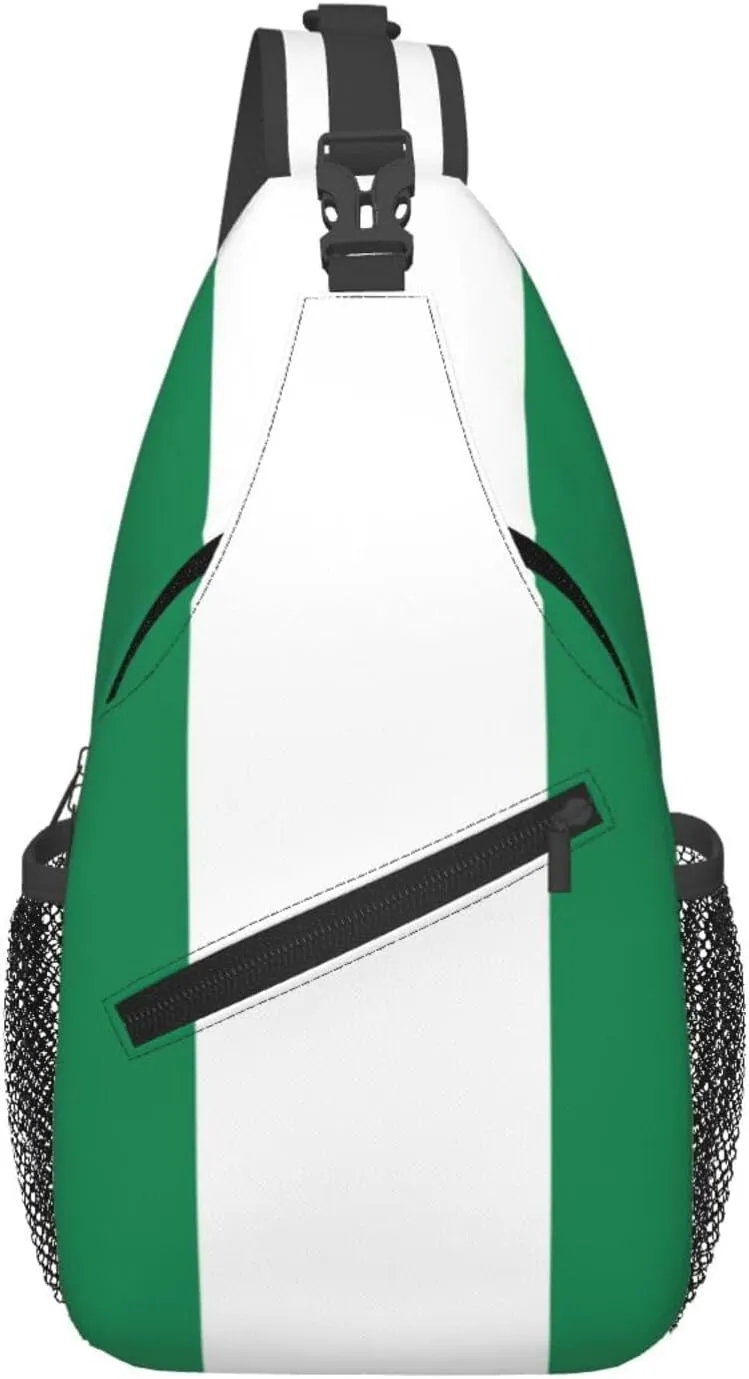 Nigeria Flag Crossbody Chest Bag for Women Men, Daypack Sling Backpack for Travel Sport Running Hiking