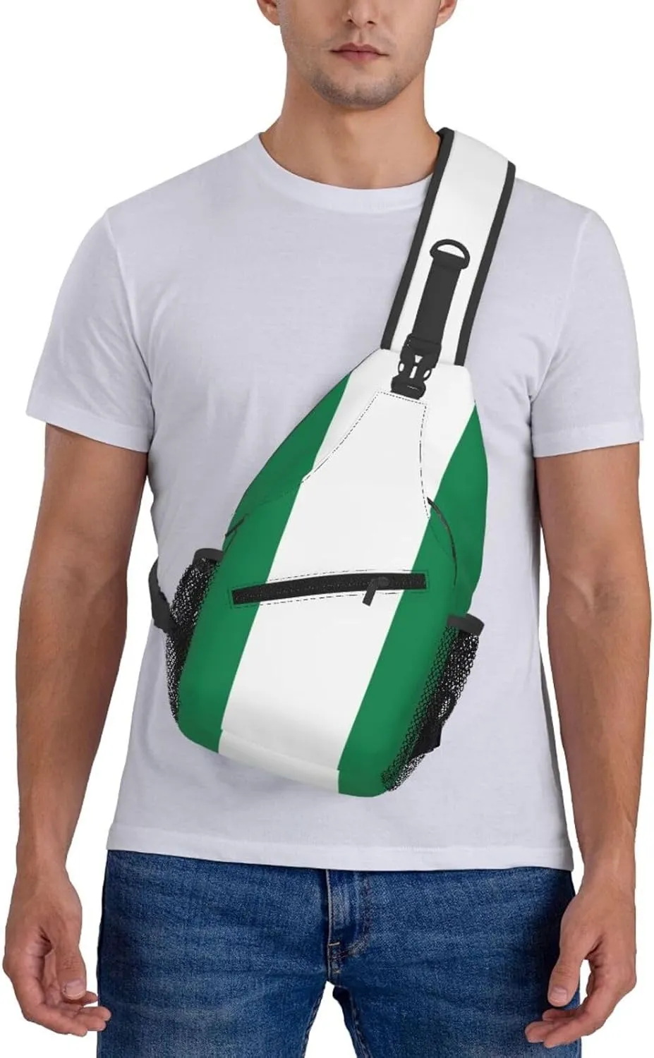 Nigeria Flag Crossbody Chest Bag for Women Men, Daypack Sling Backpack for Travel Sport Running Hiking