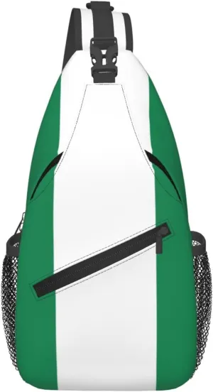 Nigeria Flag Crossbody Chest Bag for Women Men, Daypack Sling Backpack for Travel Sport Running Hiking