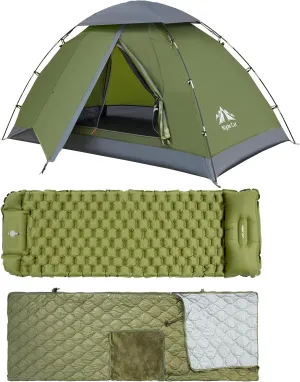 Night Cat Backpacking Tents 1 Person with Wearable Sleeping Bags and Inflatable Sleeping Pads