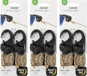 Nite Ize CamJam Cord Tightener with 8 Foot Rope - 6 Count (3 Pack)