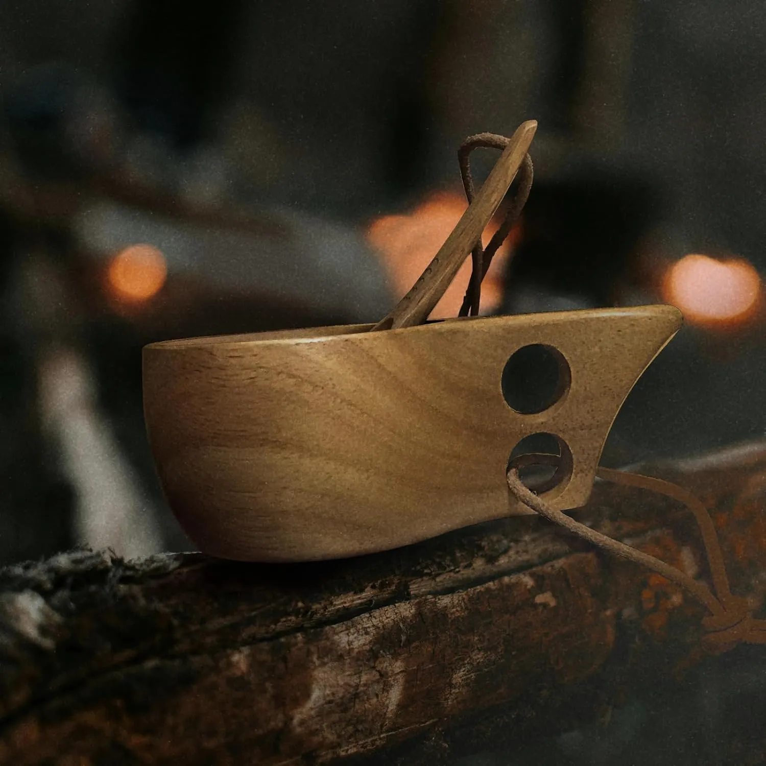 Nordic Kuksa 12oz (355ml) Dual-Grip Wooden Camping Mug set – Bushcraft Hardwood Crafted for Travel & Home. Total Trail Control!
