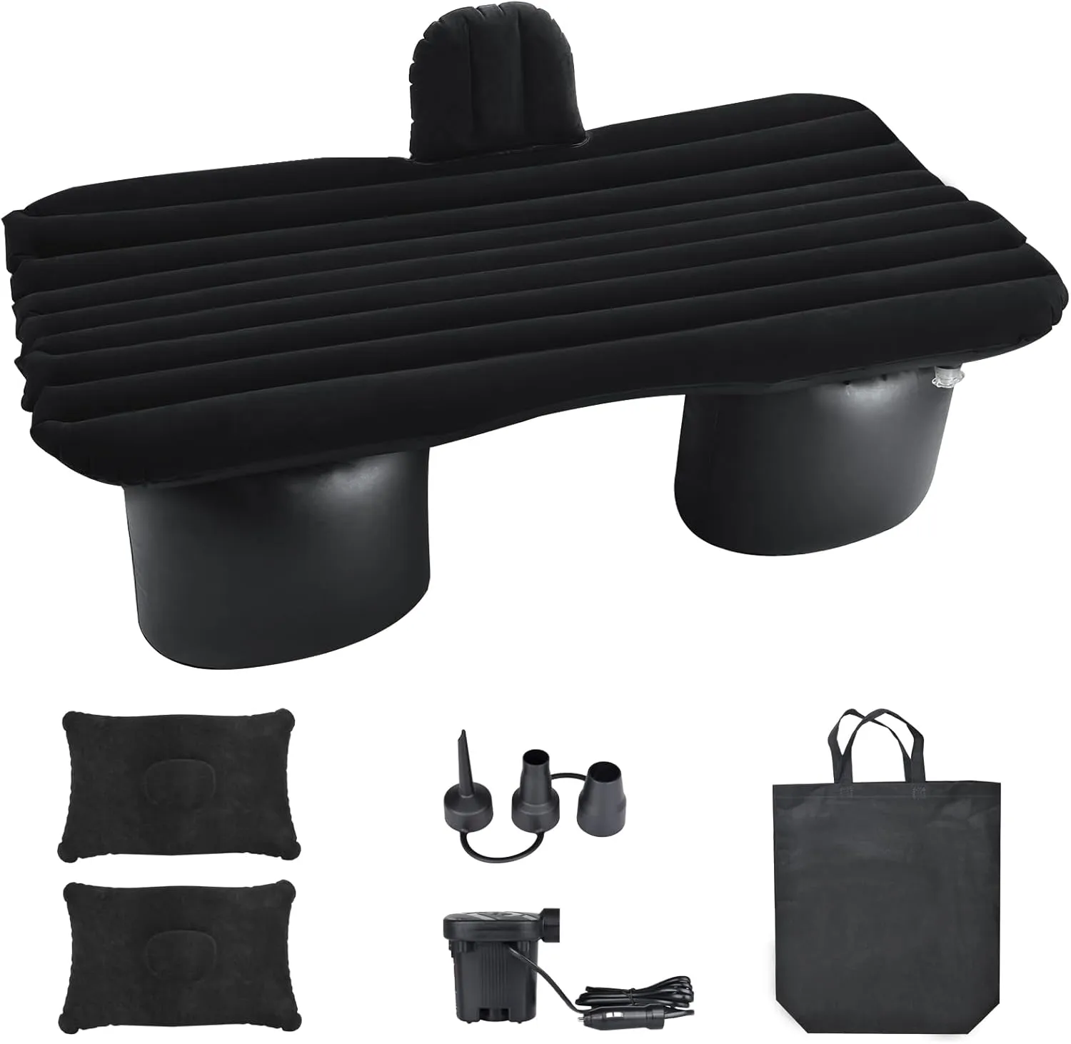 NovelBee Inflatable Car Air Mattress with Round Air Foot Piers, Inflatable Camping Air Mattress, Portable Camping Travel Sleeping Bed for Car SUV Truck