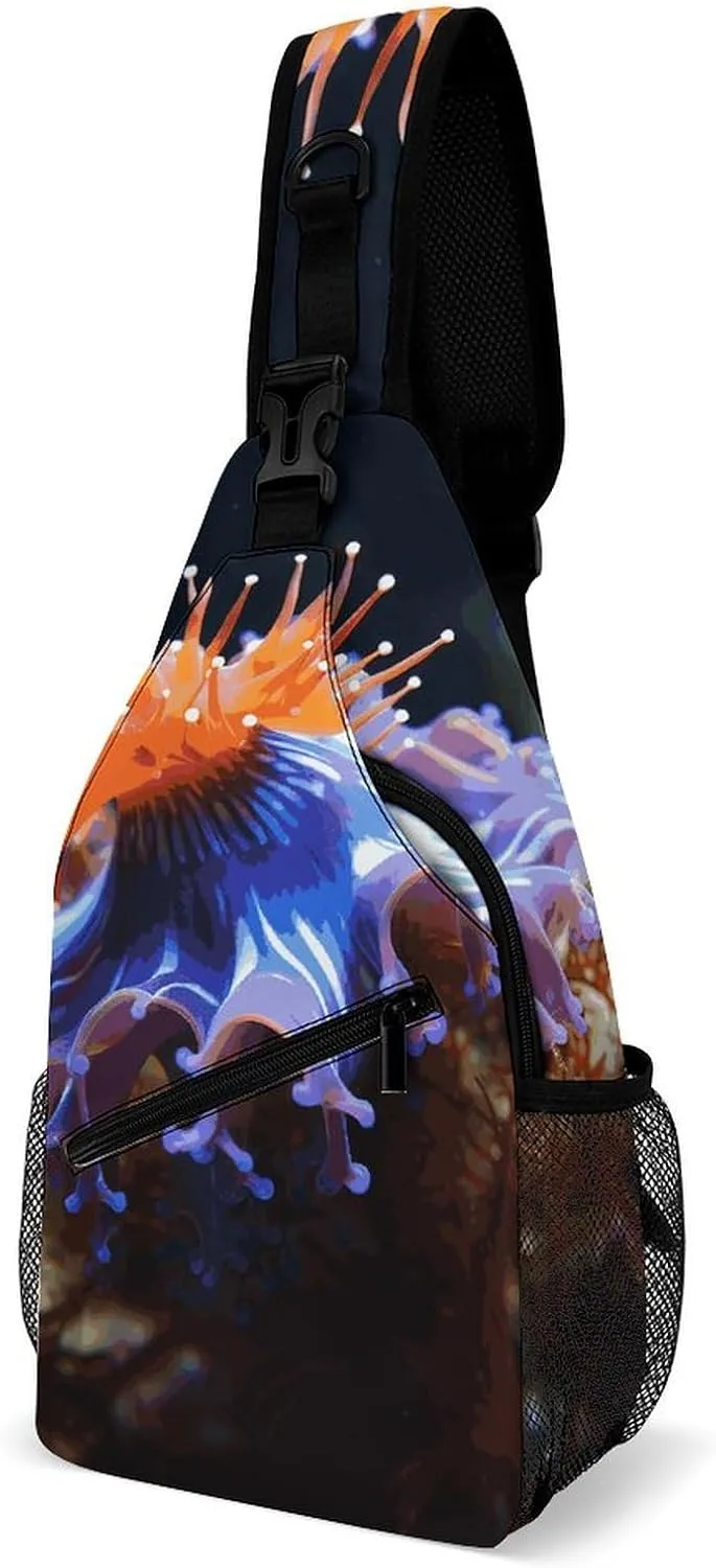 Nudibranch Sling Bag with Rfid Blocking Causal Mens Crossbody Bag Lightweight Chest Pack Large Man Purse Travel Crossbody Backpack Shoulder Sling Backpack for Hiking Running Cycling