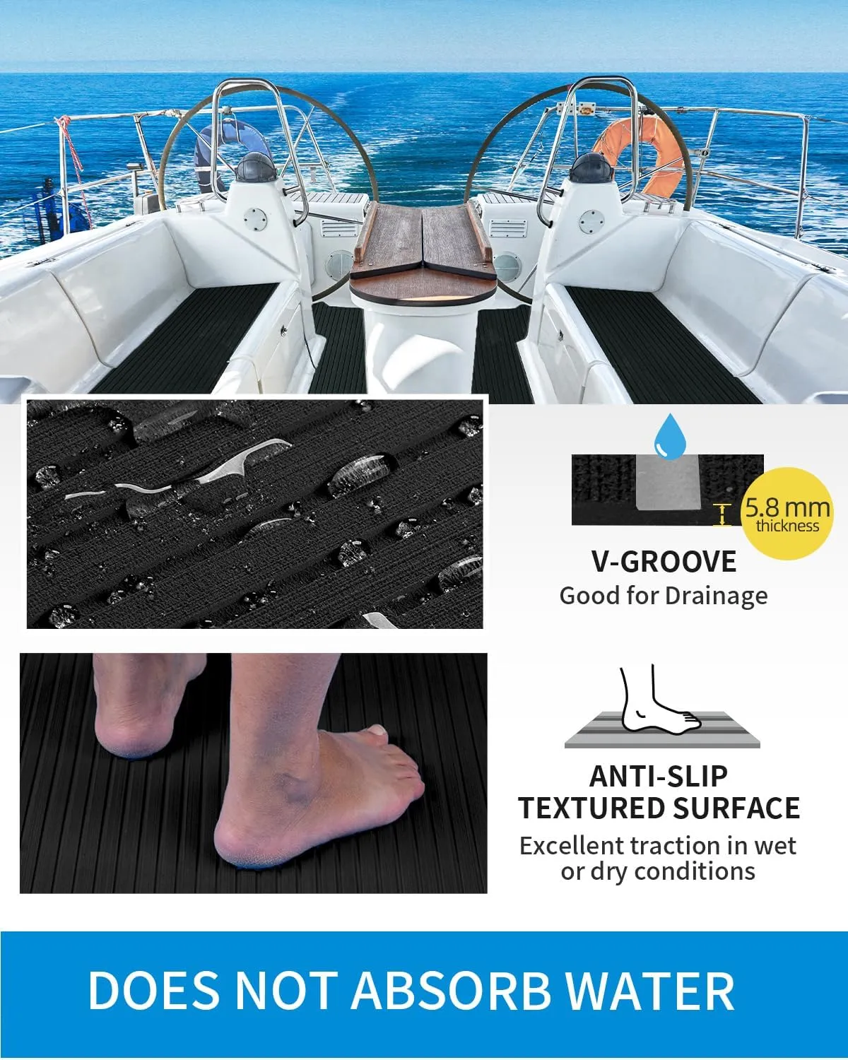 OCEANBROAD Camouflage Boat Flooring 96''x16''/23''/38''/47'' Strip Cut Grooves Self-Adhesive EVA Foam Sheet Non-Slip Traction Pad for Boats Decking Surfboard SUP Paddle Board Kayak