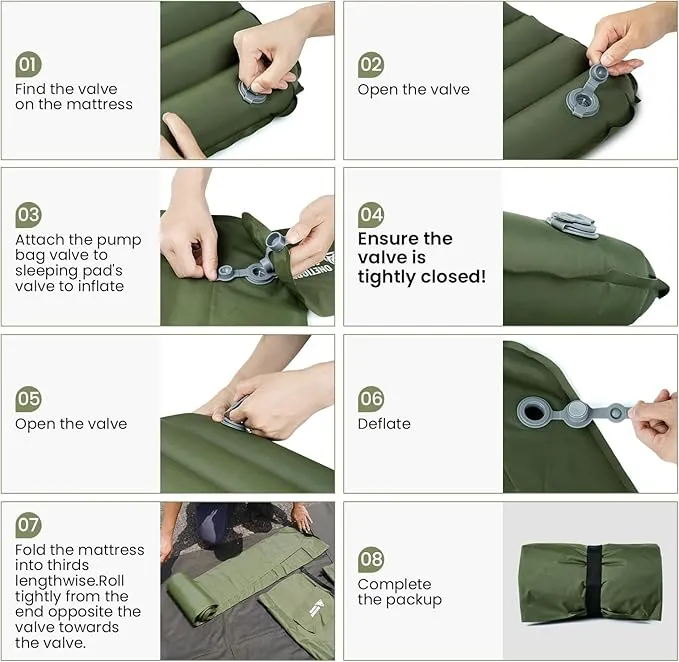 OneTigris Jade Sleeping Pad for Camping, 2.8 R-Value, 3 Season 72cm Extra-Wide Inflatable Backpacking Hiking Motorcycling Sleeping Mat Air Bed with Patch-up Kit