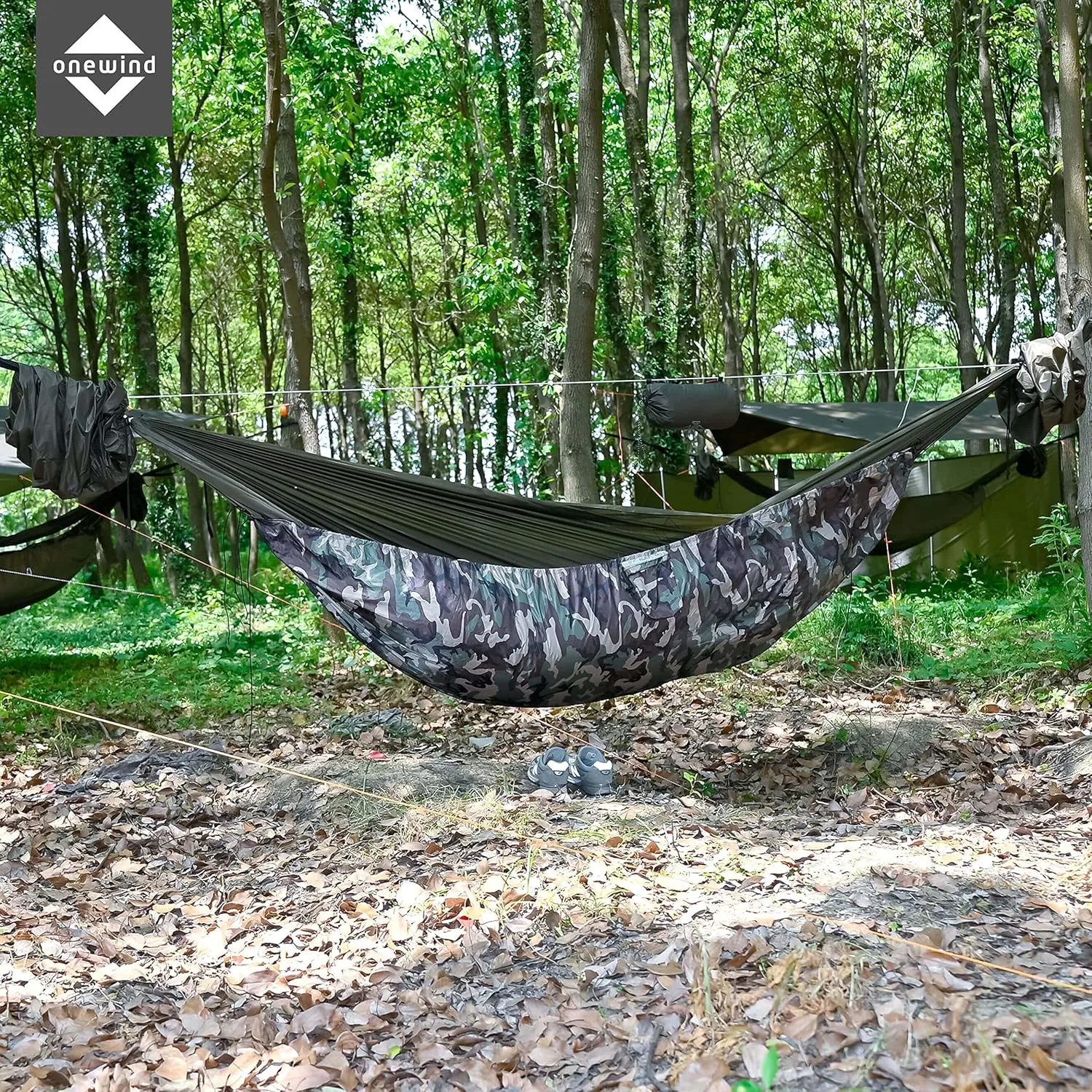 Onewind Premium Hammock Underquilt Protector for Single and Double Hammock, Lightweight Durable Protective Cover with Insulation for Camping, Backpacking and Travel, Camo Print