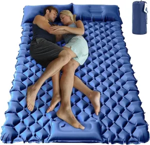 ONTYZZ Double Ultralight Inflatable Sleeping Pad 2 Person Camping Sleeping Pad Waterproof Sleeping Pad Built-in Foot Pump for Camping, Blue