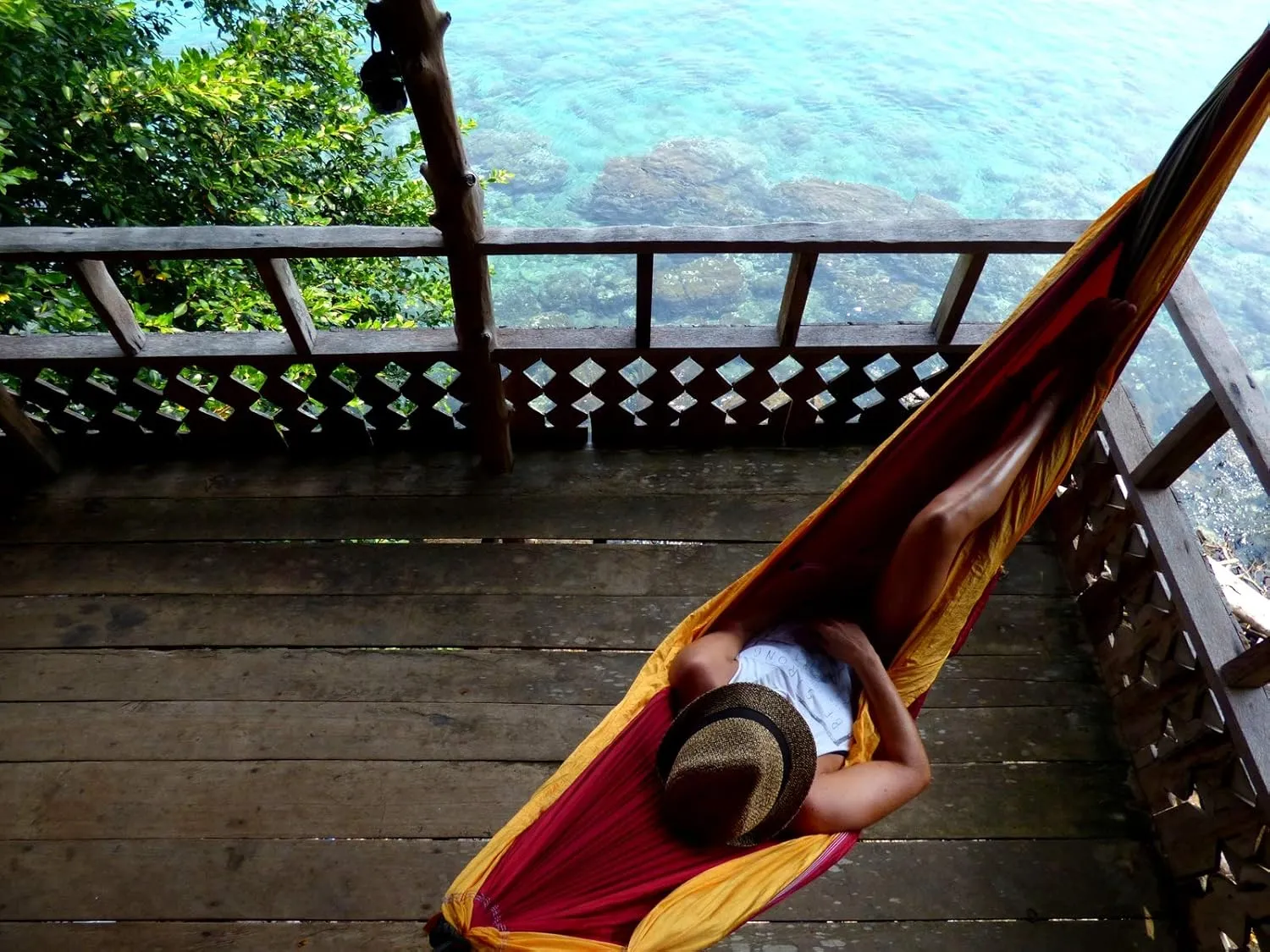 Original 1 to 2 Person Lightweight Camping Hammock - Fair Trade & Handmade Portable Hammock for Traveling, Camping, Parachute Silk Nylon, Set-Up < 1 min - Burgundy/Dark Yellow