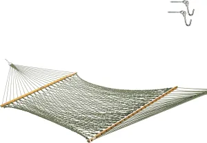 Original Pawleys Island 13DCMDW Large Meadow DURACORD Rope Hammock with Free Extension Chains & Tree Hooks, Handcrafted in The USA, Accommodates 2 People, 450 LB Weight Capacity, 13 ft. x 55 in.