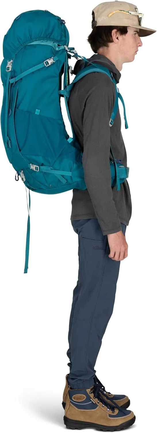Osprey Ace 65L Kids' Backpacking Backpack, Blue Spikemoss/Deep Peyto