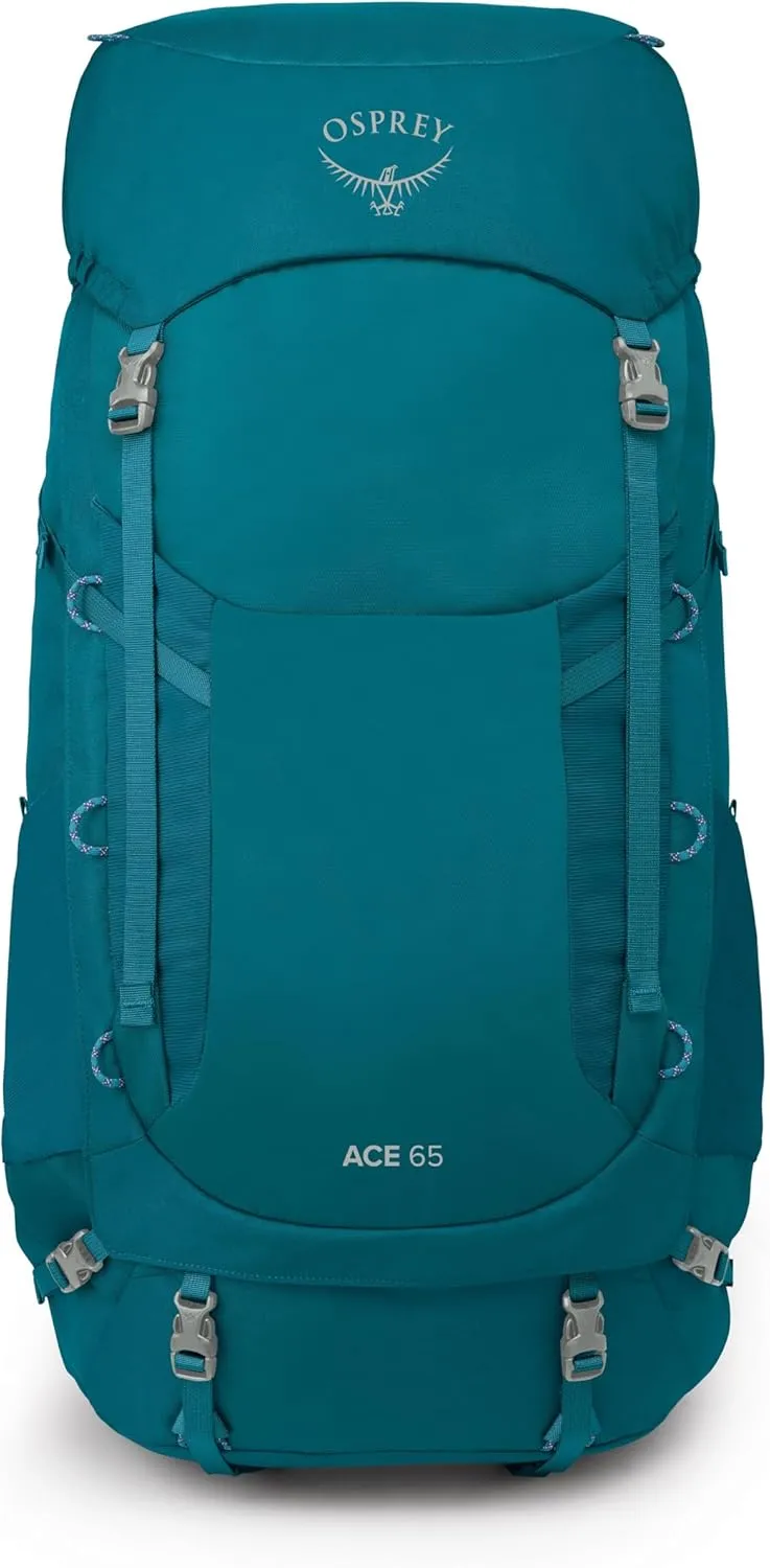 Osprey Ace 65L Kids' Backpacking Backpack, Blue Spikemoss/Deep Peyto