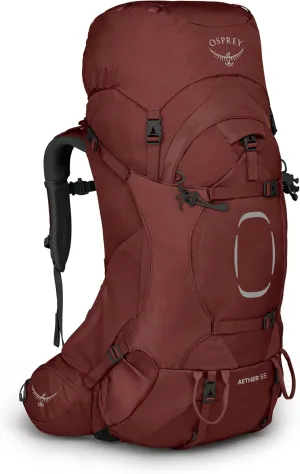 Osprey Aether 55L Men's Backpacking Backpack, Deep Acorn Red, S/M