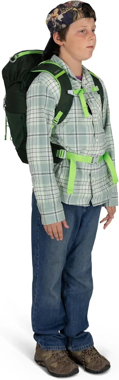 Osprey Jet 18L Kid's Hiking Backpack, Green Canopy