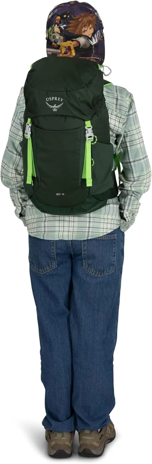 Osprey Jet 18L Kid's Hiking Backpack, Green Canopy