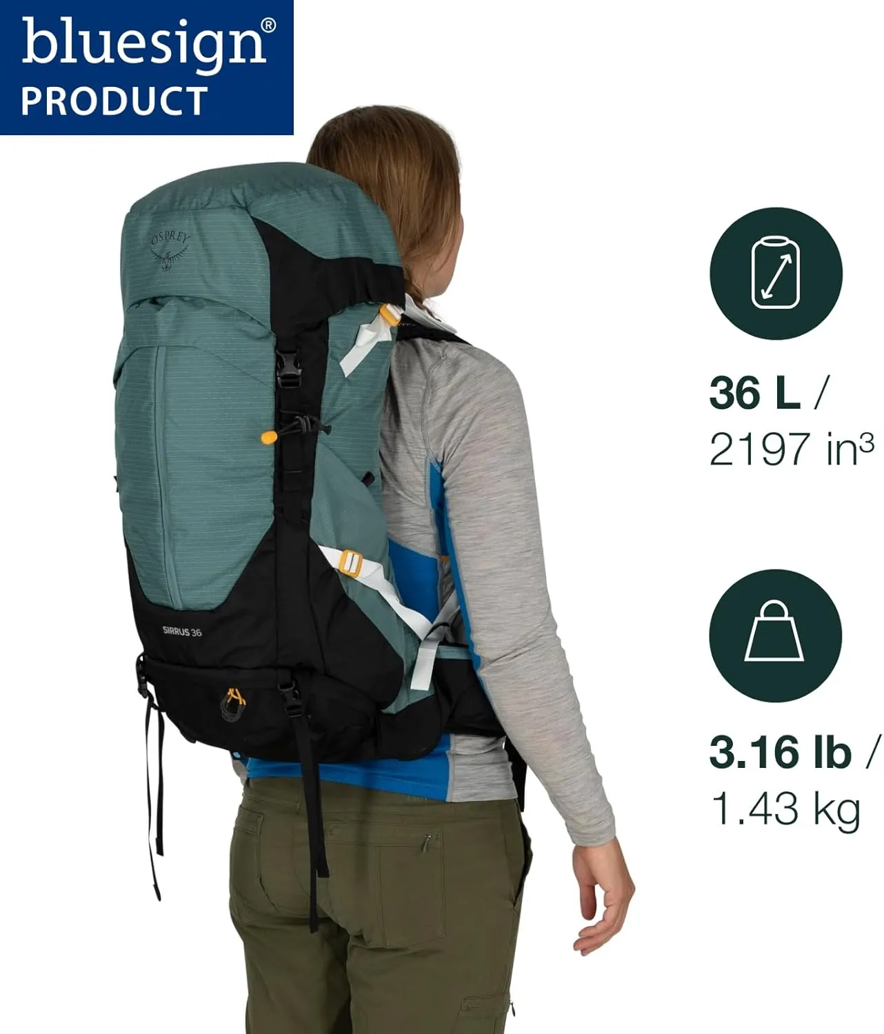 Osprey Sirrus 36L Women's Hiking Backpack, Tunnel Vision Grey