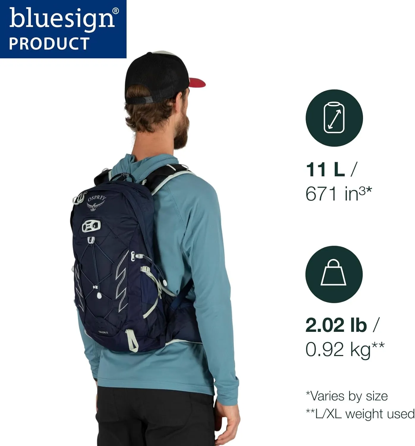 Osprey Talon 11L Men's Hiking Backpack with Hipbelt, Green Belt/Black, S/M
