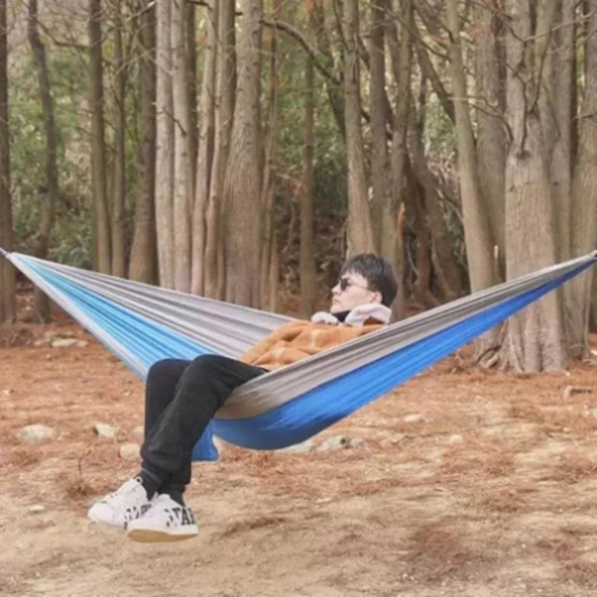 Outdoor Camping Hammock Lightweight 260x140cm Portable Travel Lightblue V201-W13050214