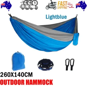Outdoor Camping Hammock Lightweight 260x140cm Portable Travel Lightblue V201-W13050214