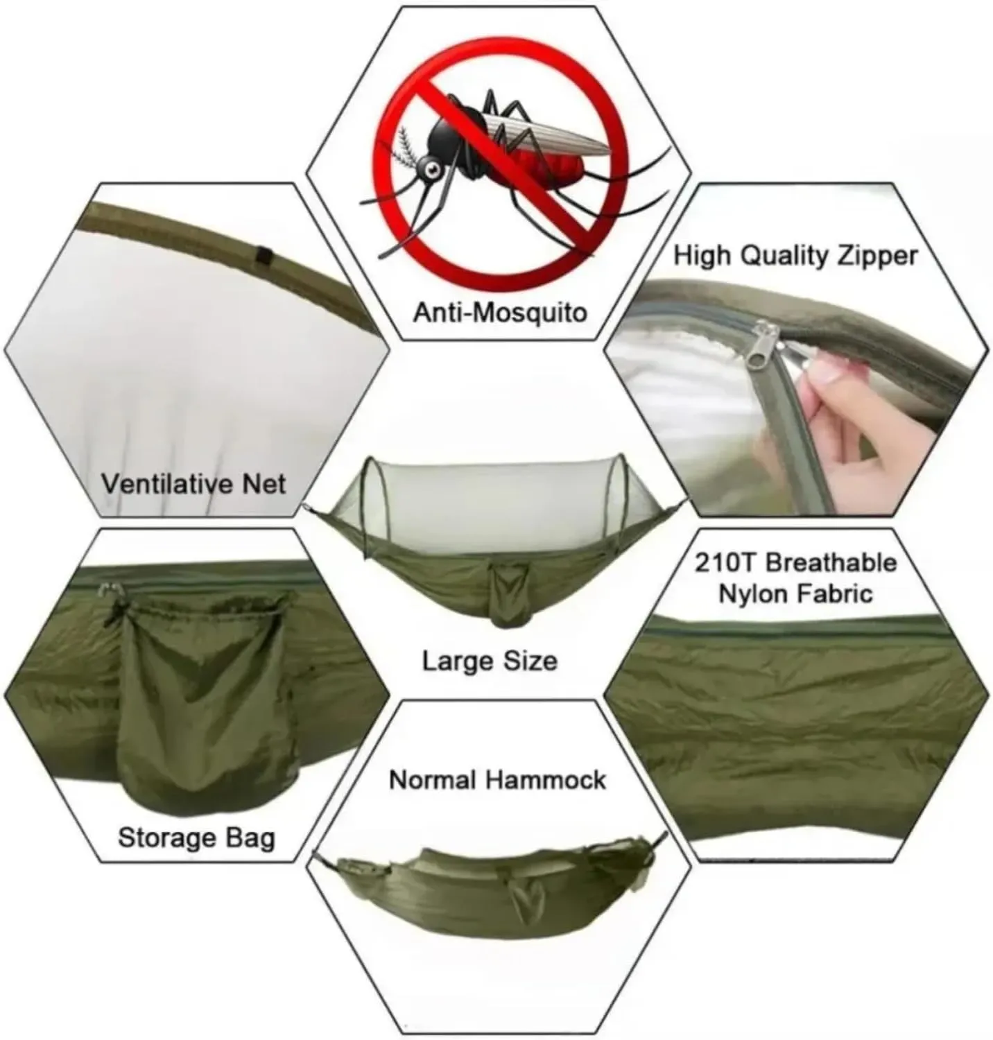 Outdoor Camping Hammock with Mosquito Net Lightweight Hanging Hammocks High Strength Parachute Fabric Hanging Bed Net 250x120cm
