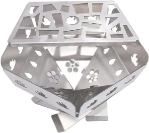 Outdoor Folding Wood Stove Multifunctional Stainless Steel Ultralight Hollow with Grill Outdoor Camping Picnic Bonfire Fire Pit