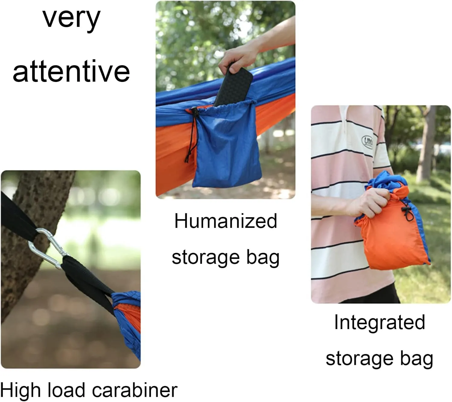 Outdoor Hammocks, Camping Hammock Double Portable Hammocks, Nylon Hammock with Tree Straps, for Outdoor Backpacking, Camping, Adventure (Gray)
