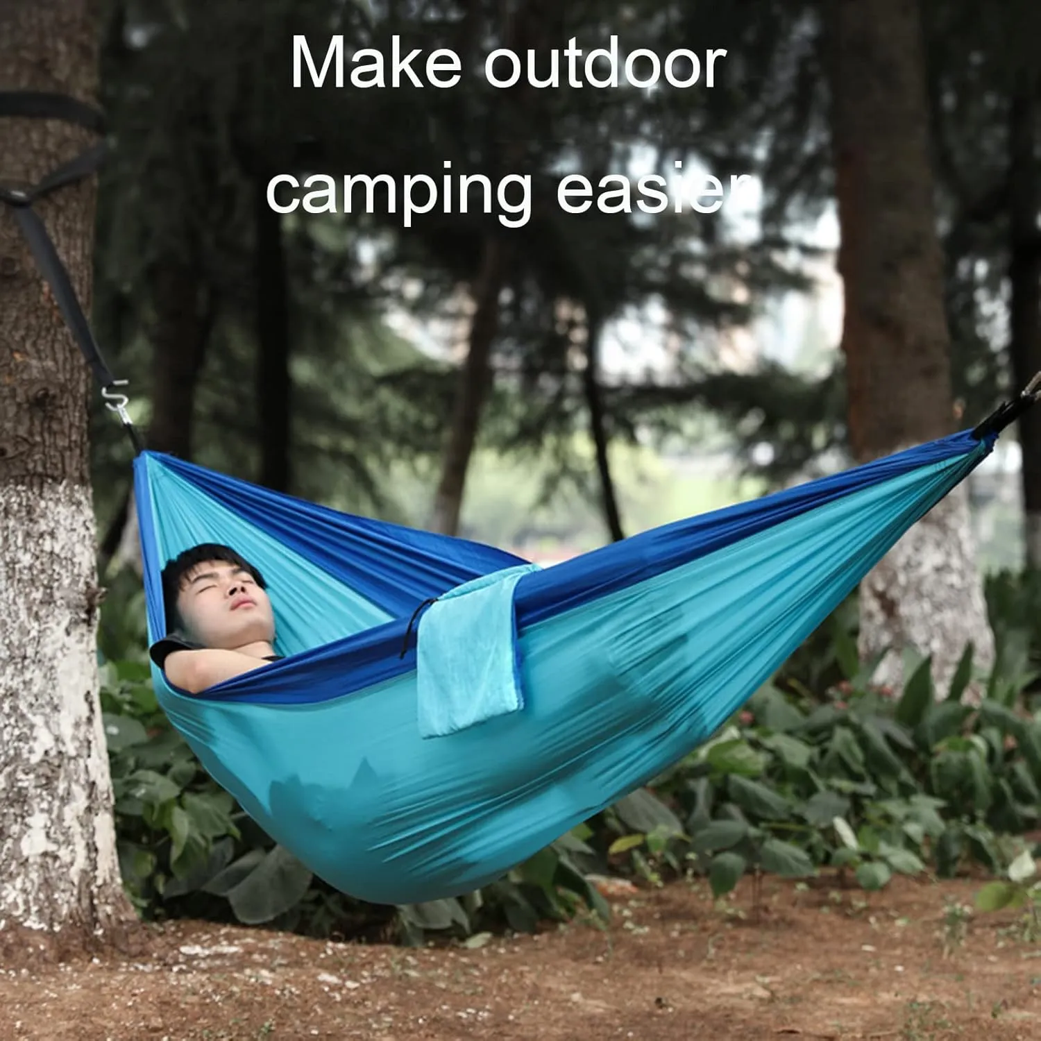Outdoor Hammocks, Camping Hammock Double Portable Hammocks, Nylon Hammock with Tree Straps, for Outdoor Backpacking, Camping, Adventure (Gray)