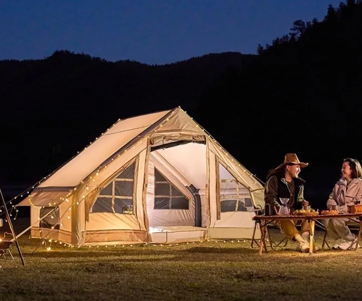 Outdoor Inflatable Tent Free to Build Thick Cotton Cloth Camping Multi-Person Rainproof Camping Equipment