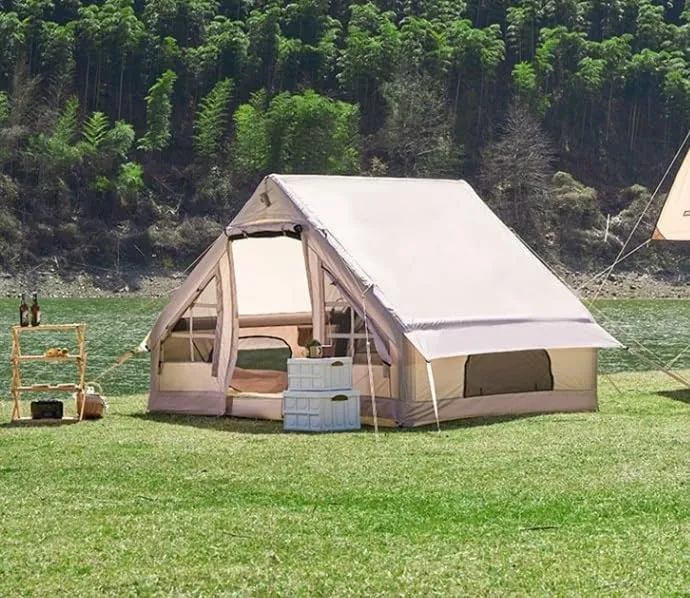 Outdoor Inflatable Tent Free to Build Thick Cotton Cloth Camping Multi-Person Rainproof Camping Equipment